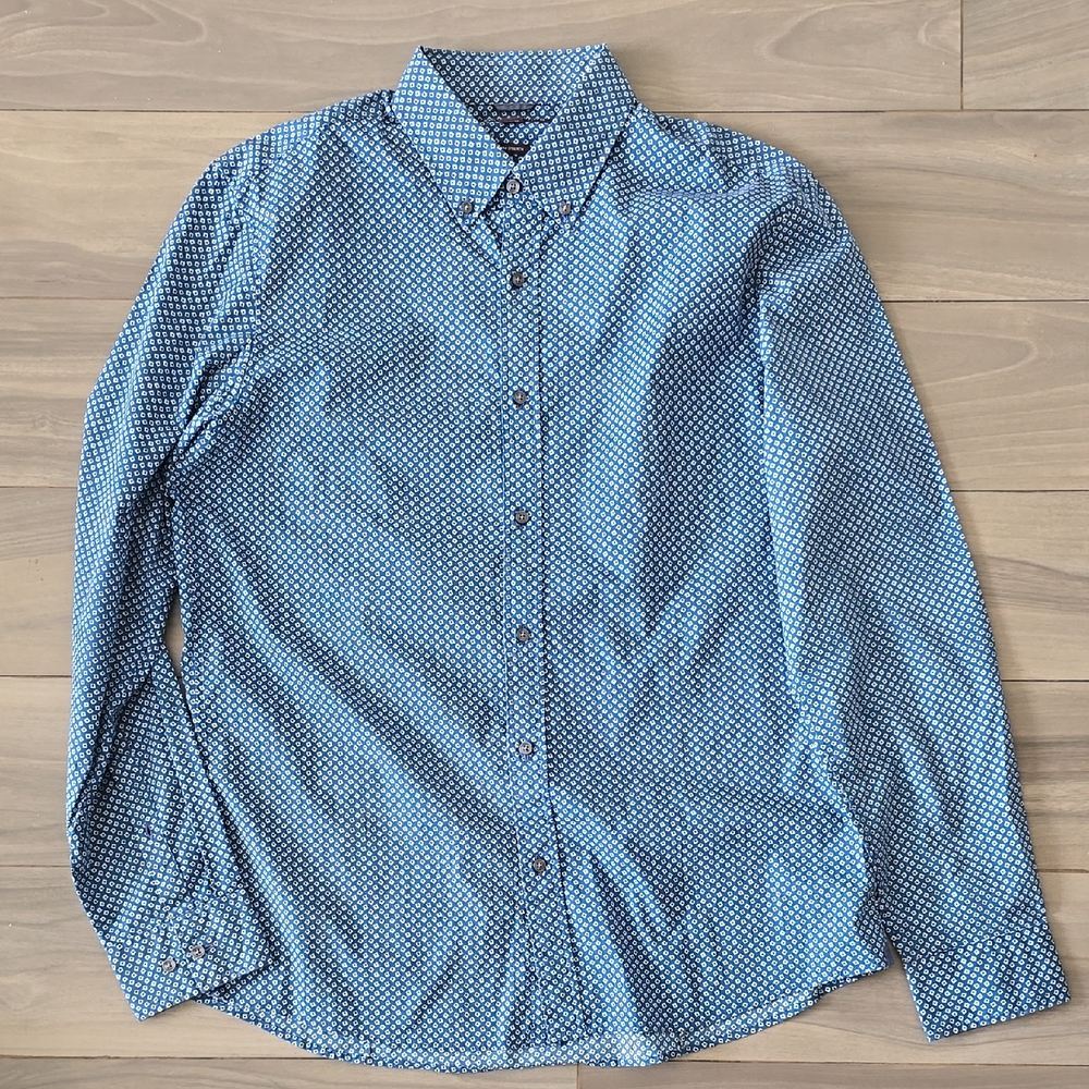 Michael Kors Men's Blue Patterned Shirt - Large Size